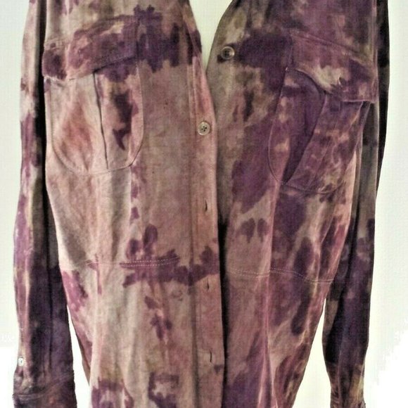 Ralph Lauren brown suede leather shirt jacket medium large XL unisex cowboy dyed - Picture 2 of 3